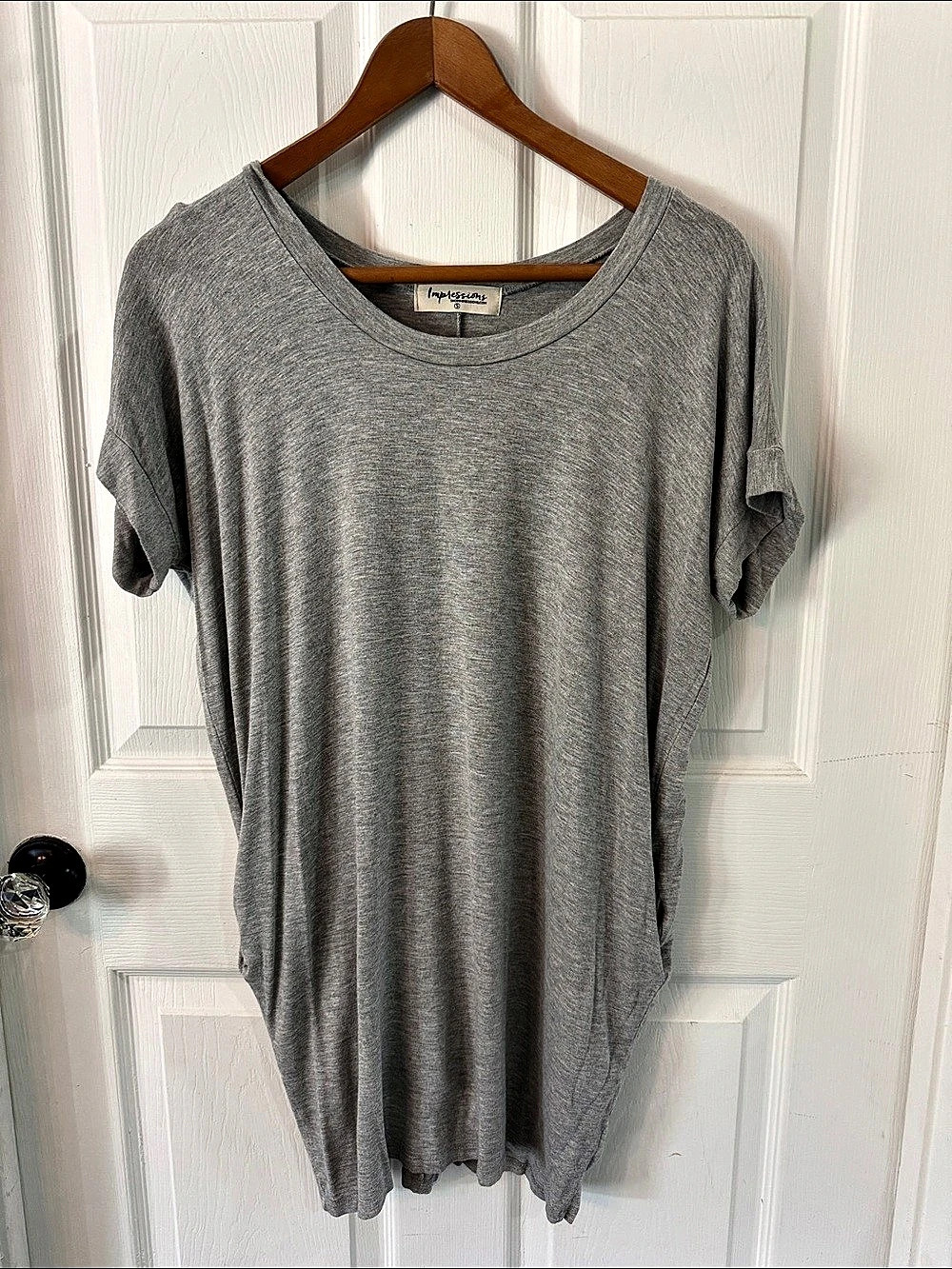Impressions Gray Short Sleeve Tunic dress Size Small